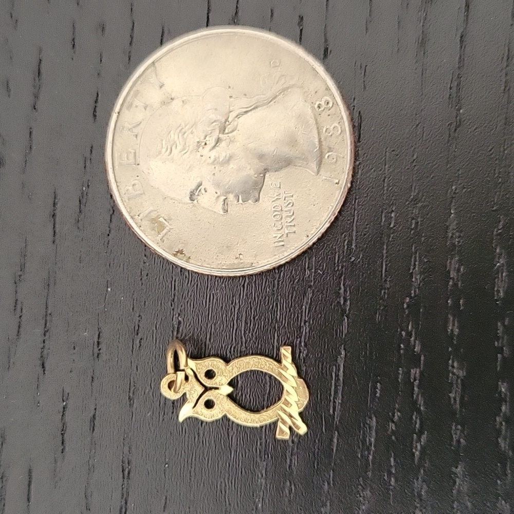 14k gold owl Pendant - Picture 3 of 3